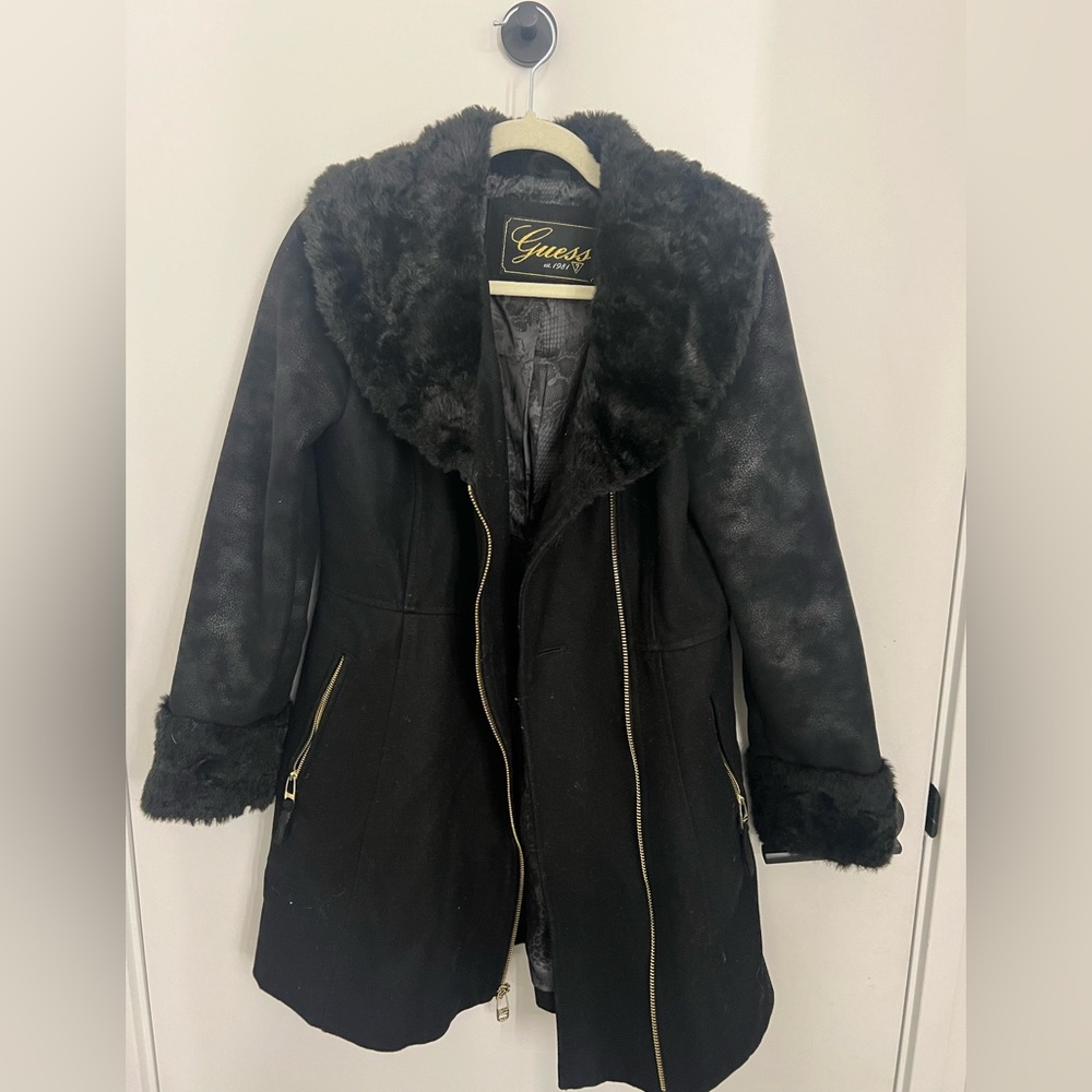 Vintage Guess black fur and suede coat - Picture 4 of 4